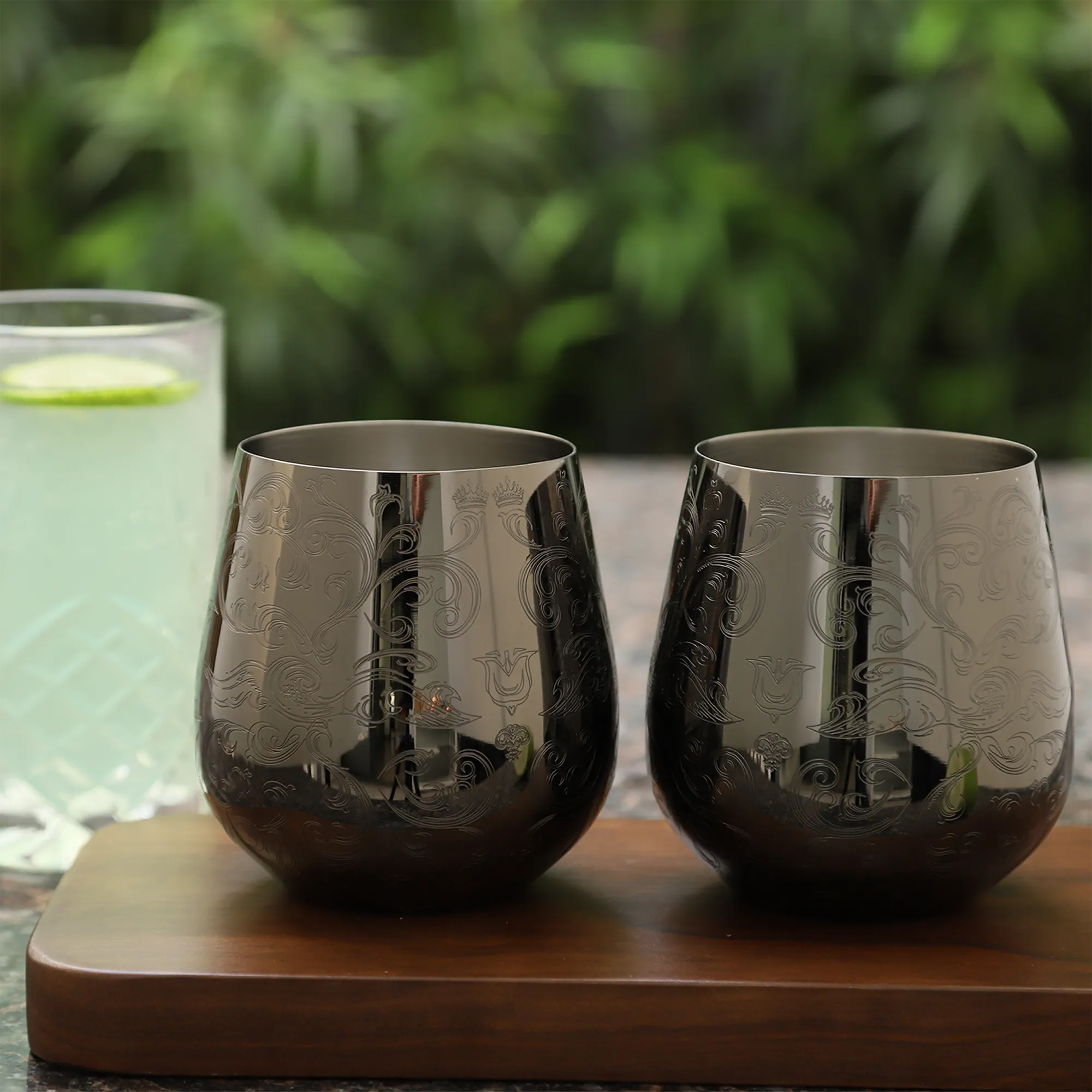Tazas de café de acero inoxidable con forma de taza de cobre grabada Skycorps