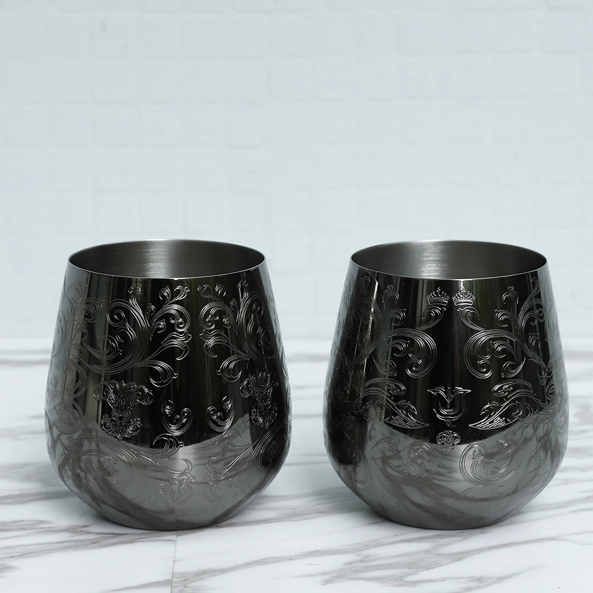 Tazas de café de acero inoxidable con forma de taza de cobre grabada Skycorps