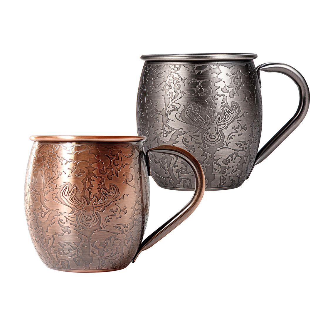 Tazas de café de acero inoxidable con forma de taza de cobre grabada Skycorps