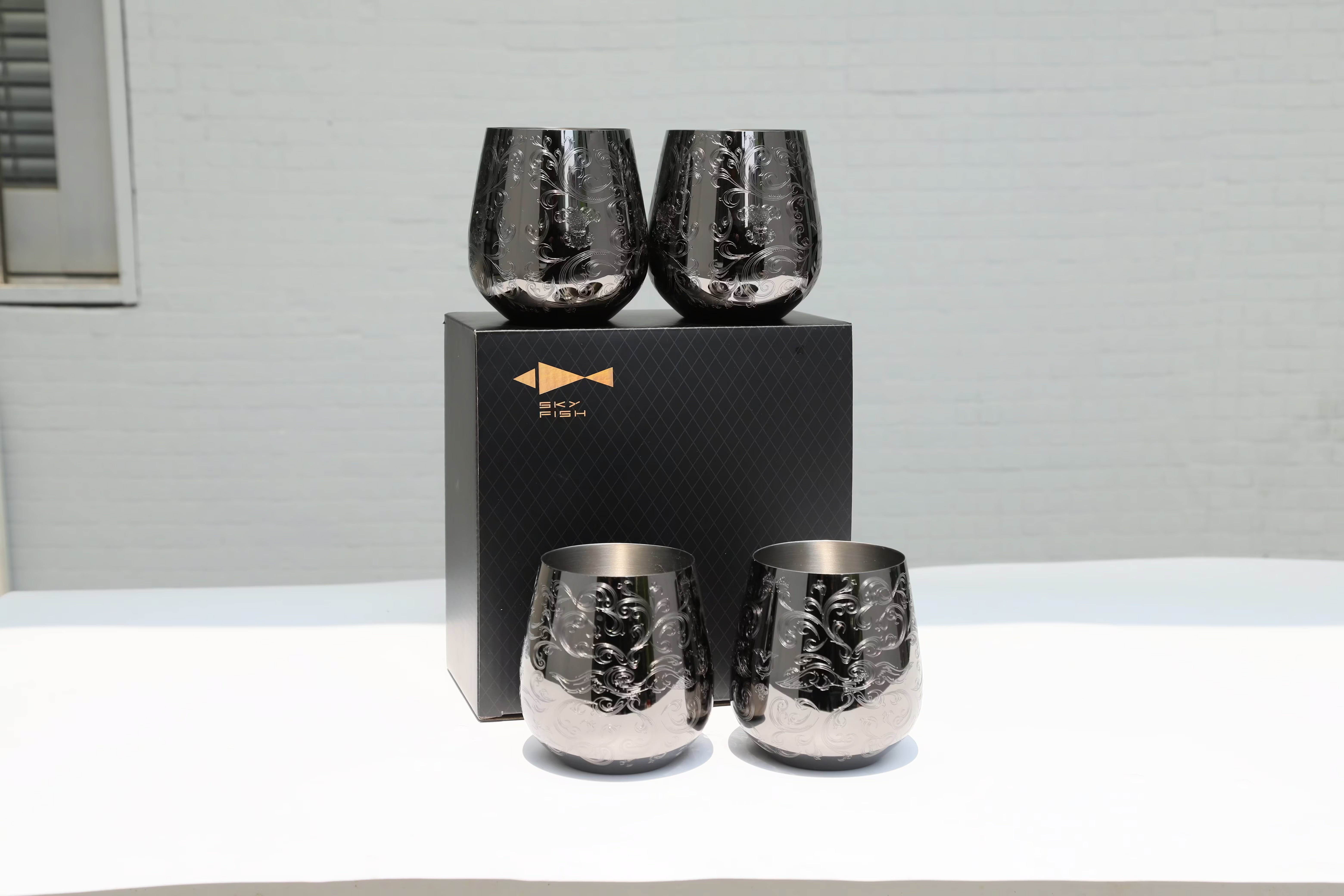 Tasses à café en acier inoxydable avec tasse en cuivre gravé Skycorps