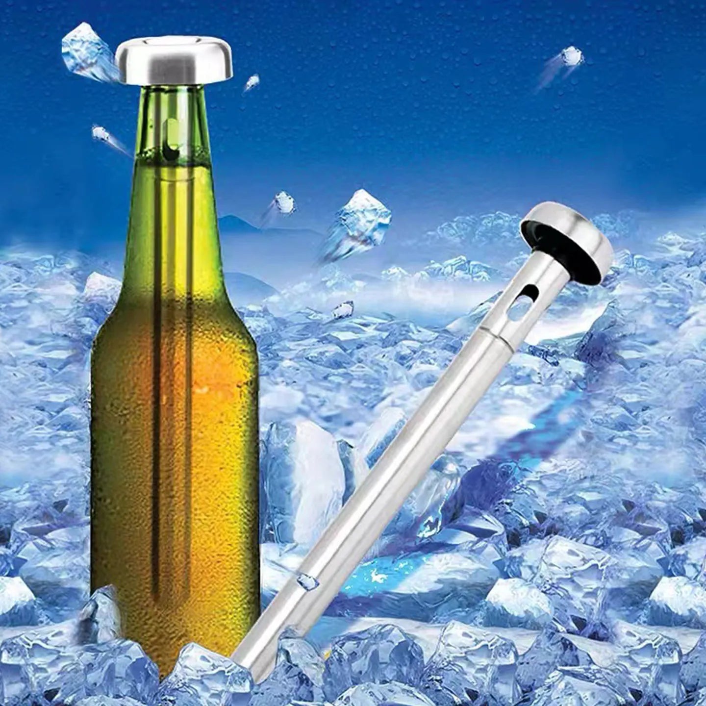 Beer Chiller Sticks for Bottles Set | Food-grade 2 Stainless Steel Cooling Chillers
