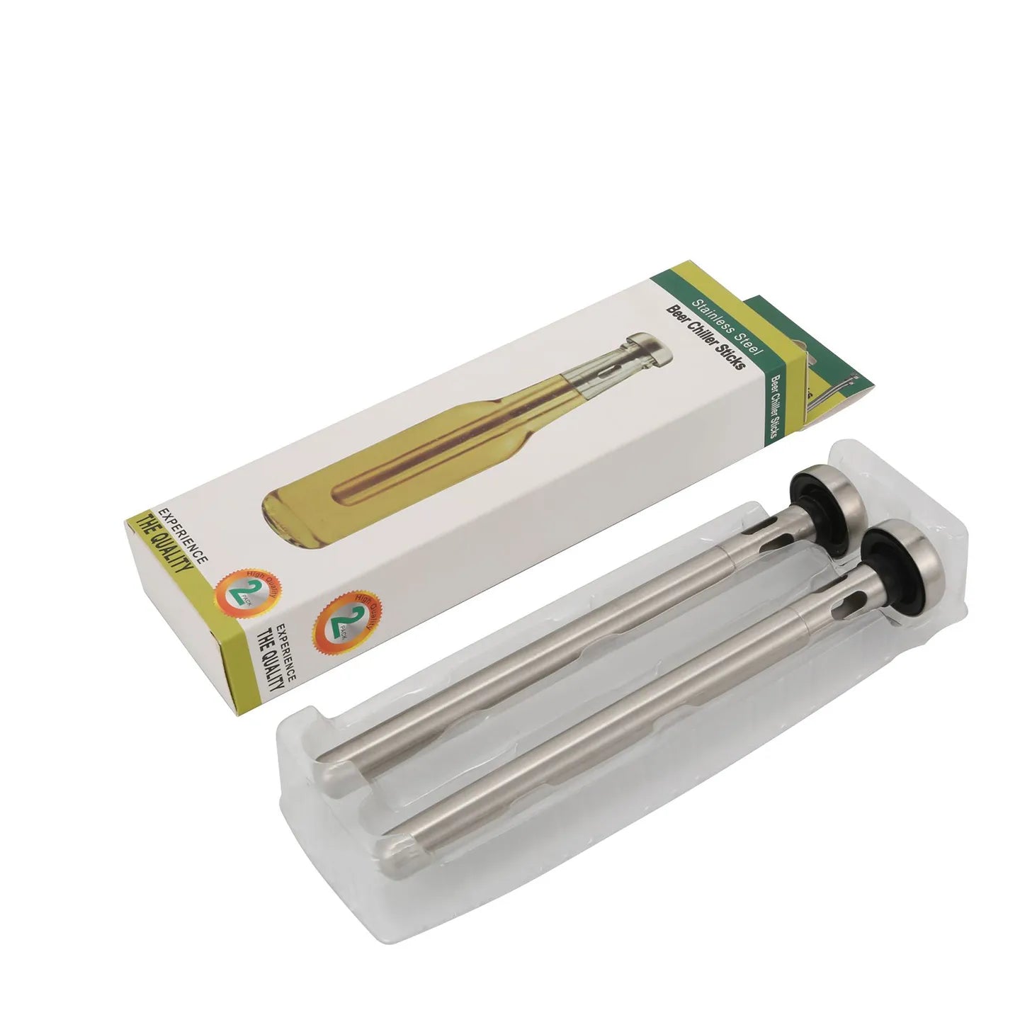 Beer Chiller Sticks for Bottles Set | Food-grade 2 Stainless Steel Cooling Chillers