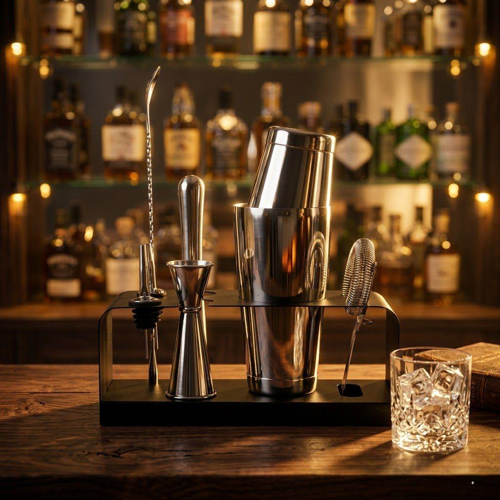 Skycorps 8-Piece Cocktail Shaker Set with stand