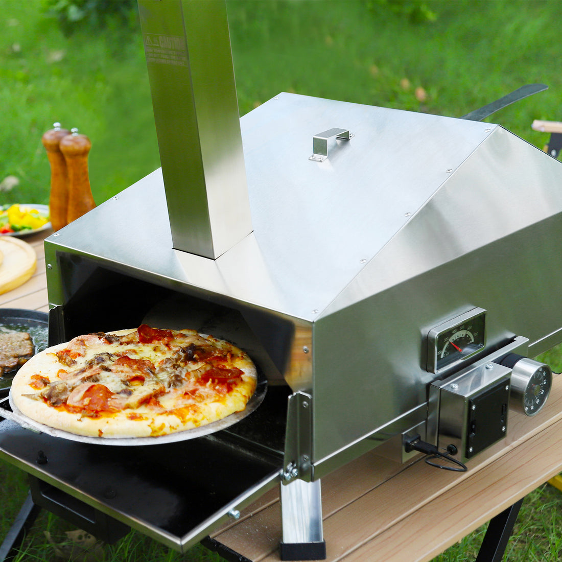 Skycorps Wood Fired Cyber Pizza Oven Silver Stainless Steel Pizza Oven